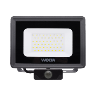 Прожектор светодиодный WFL-50W/06s с датчиком движения 5700K 4500Lm SMD IP65 чёрный WOLTA