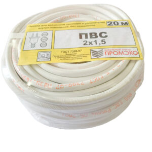 Провод Промэко ПВС 2x1.5 20 м ГОСТ цвет белый