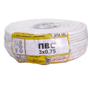 Провод Промэко ПВС 3x0.75 50 м ГОСТ цвет белый