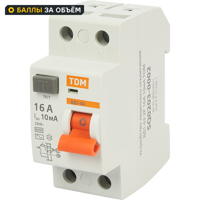 УЗО Tdm Electric ВД1-63 2P 16 A 10 мА 4.5 кА AC SQ0203-0002